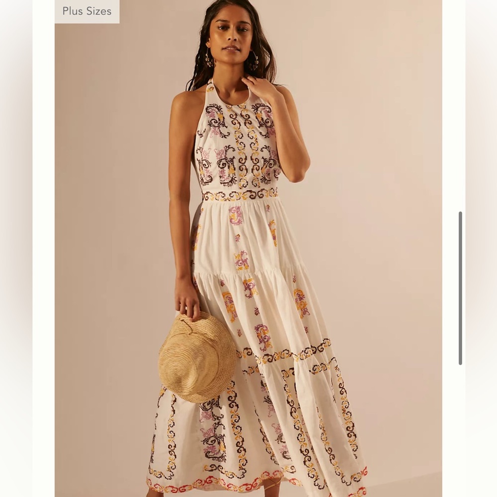 Anthropologie Medallion Halter Maxi